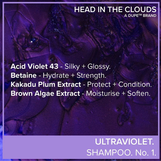 Purple shampoo main ingredients infographic.