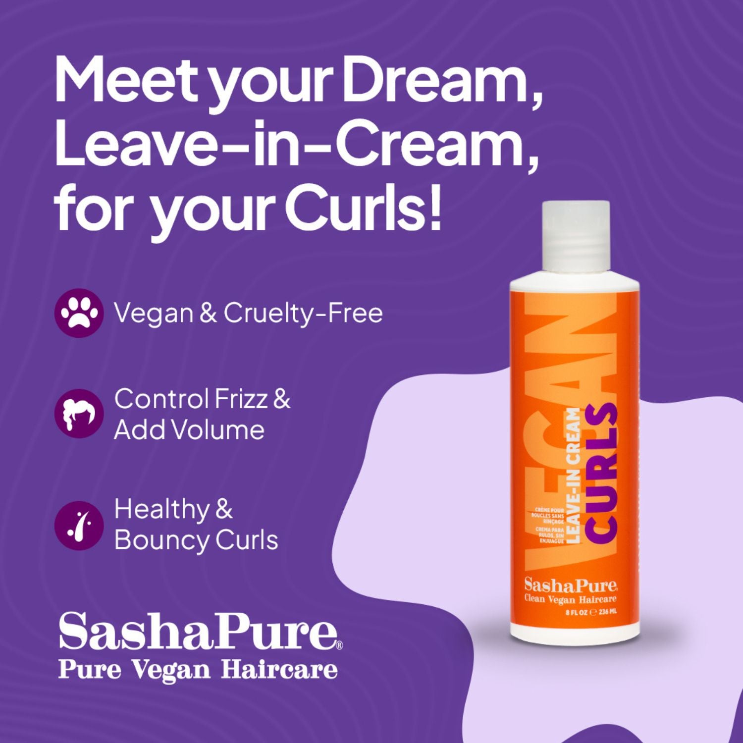 SashaPure Curls Leave-In Cream 236ml