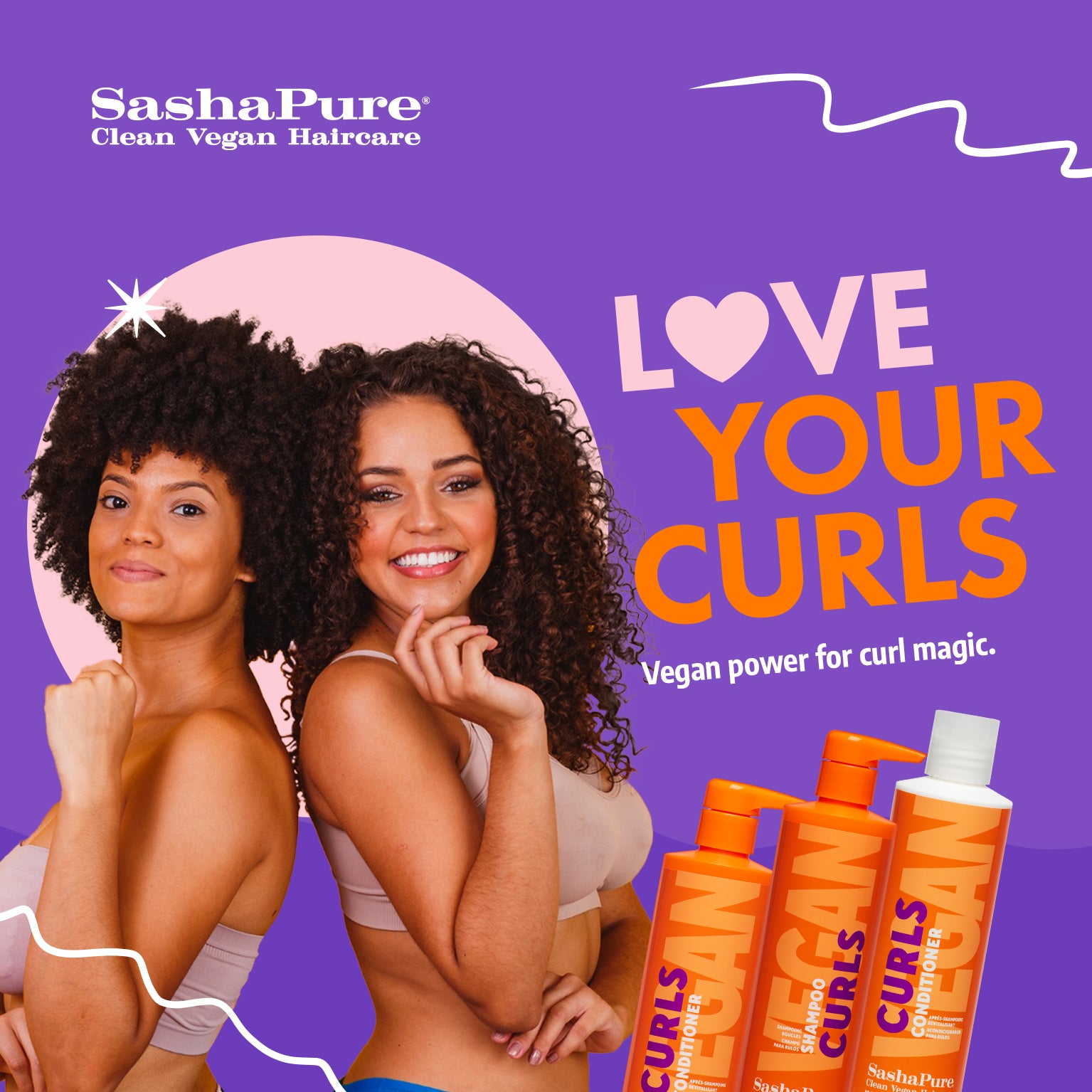 SashaPure Curls Shampoo with Sacha Inchi Oil with Coconut Oil 443ml